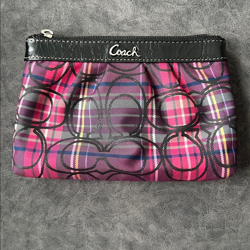 COACH POPPY TARTAN PLAID Signature pouch